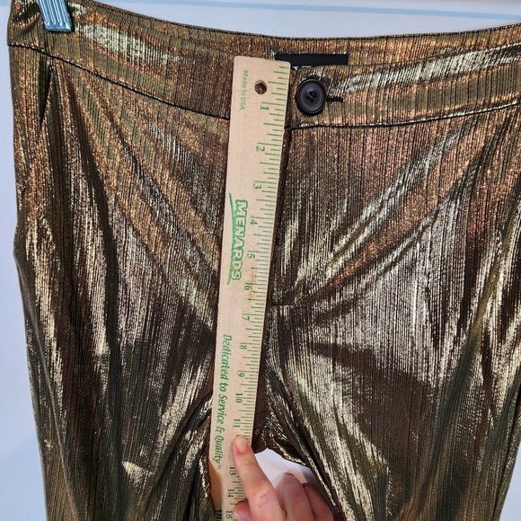 Vici Exclusive x Fate Walk of Fame Shimmer Flare Pants Gold Bell Bottom Pant Md - Picture 9 of 11
